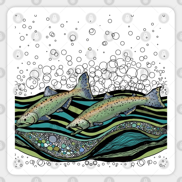 Salmon Run! Sticker by Salzanos